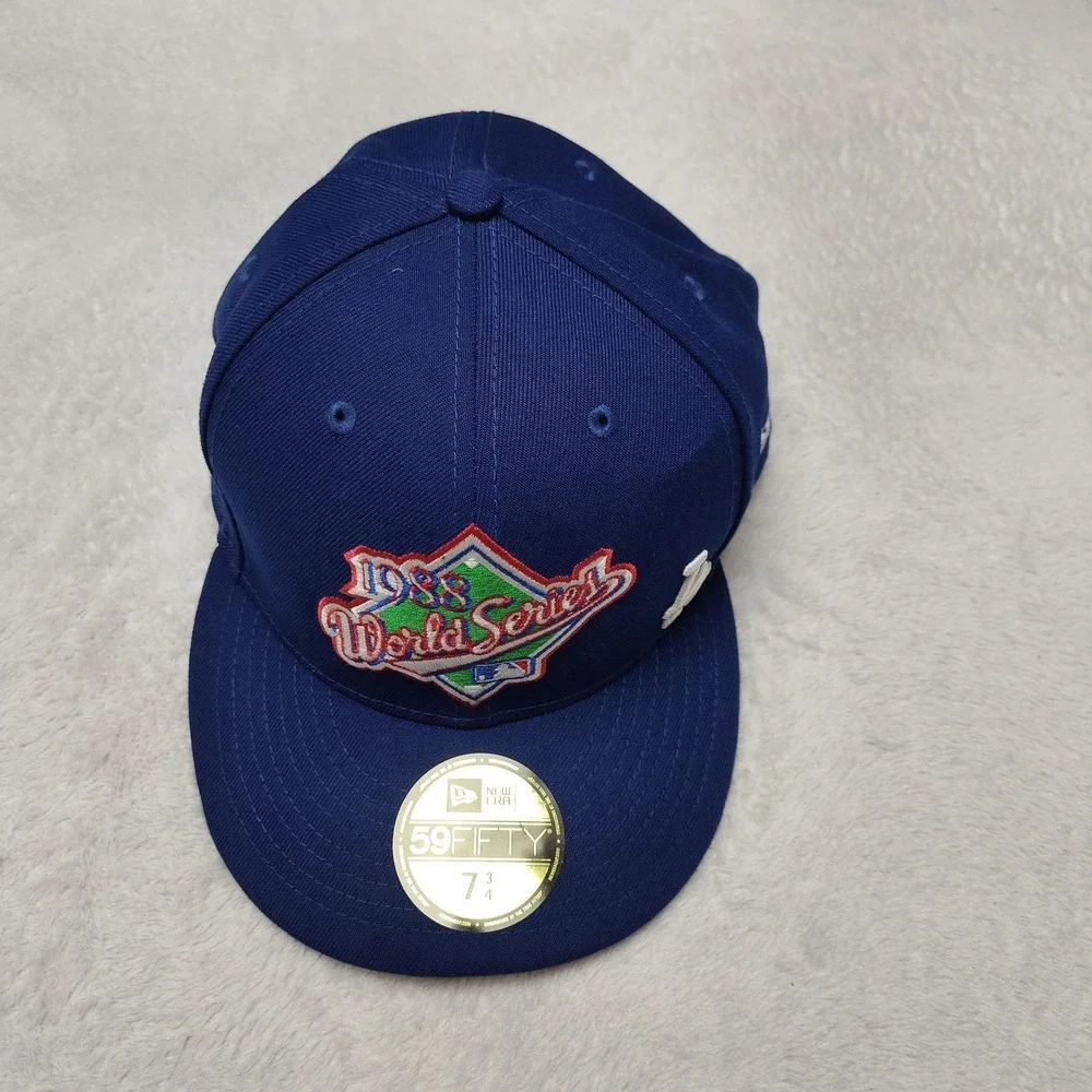 Los Angeles Dodgers New Era Hat Cap Fitted Mens 7‎ 3/4 Blue 59FIFTY MLB Baseball